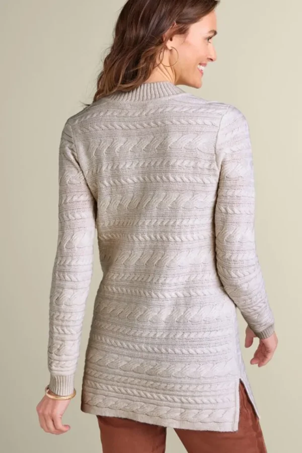 Soft Surroundings Alena Cable Sweater Tunic- Tops | Sweaters & Cardigans