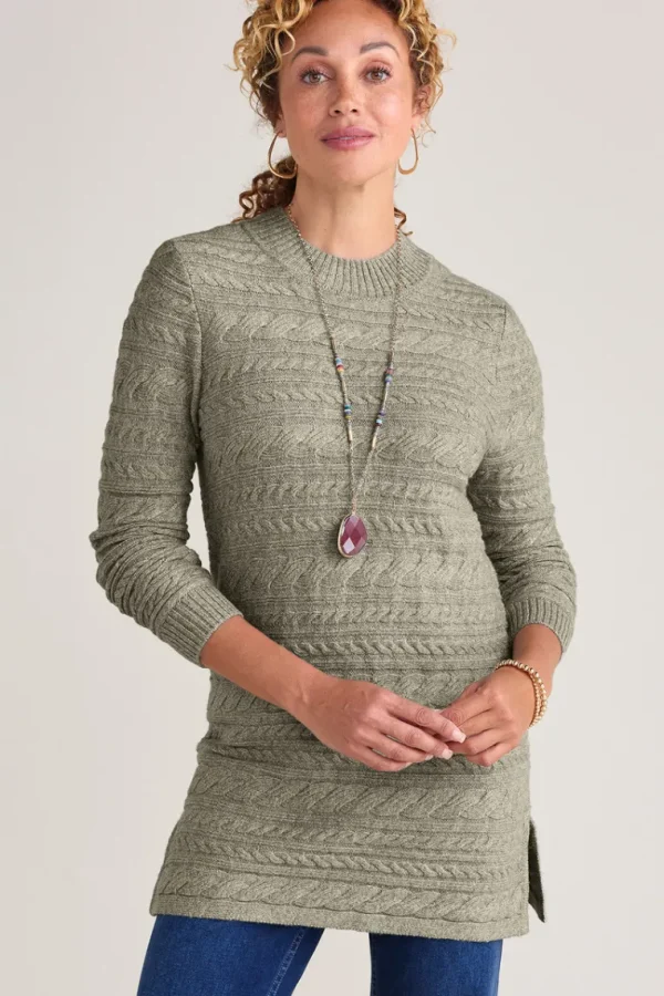 Soft Surroundings Alena Cable Sweater Tunic- Tops | Sweaters & Cardigans