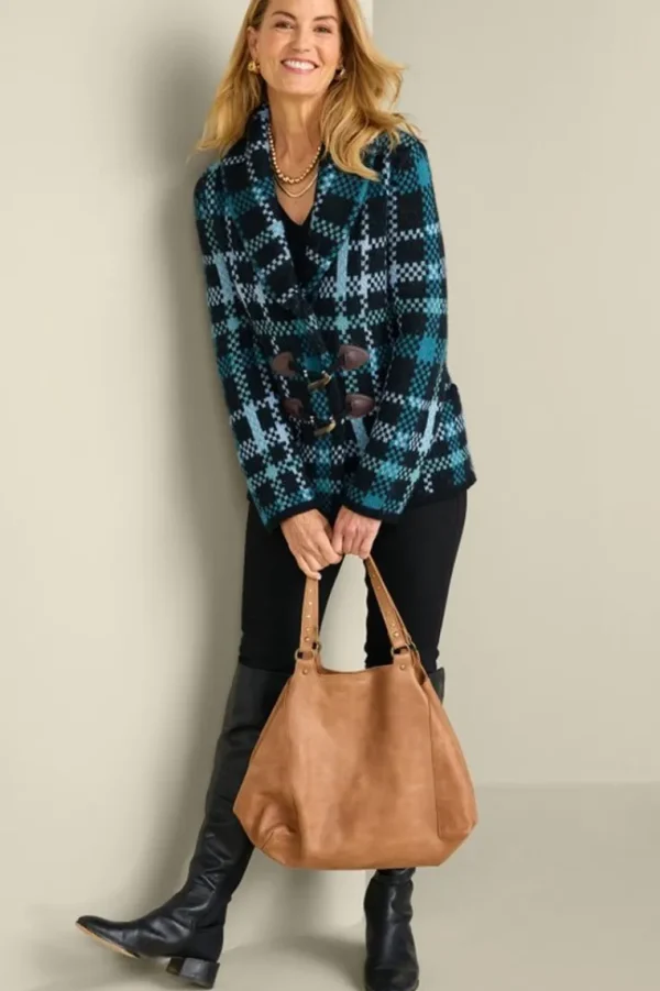 Soft Surroundings Alpine Plaid Sweater Coat- Tops | Sweaters & Cardigans