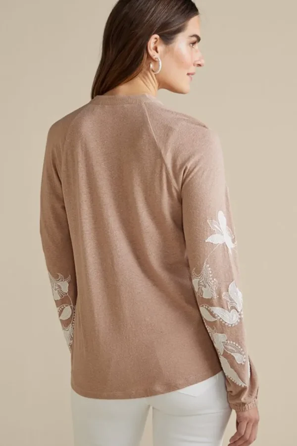 Soft Surroundings Alva Embroidered Knit Top- Tops