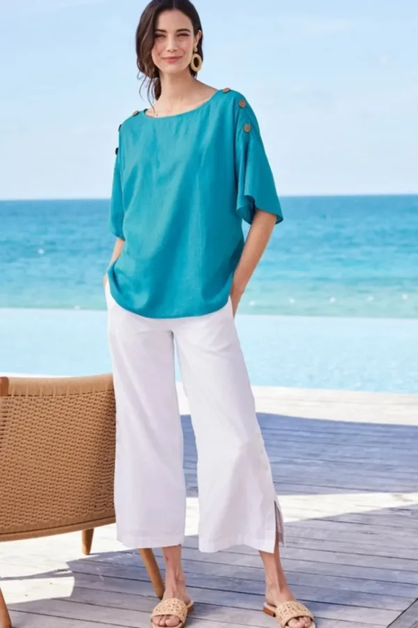 Soft Surroundings Andrea Linen Blend Pullover- Tops