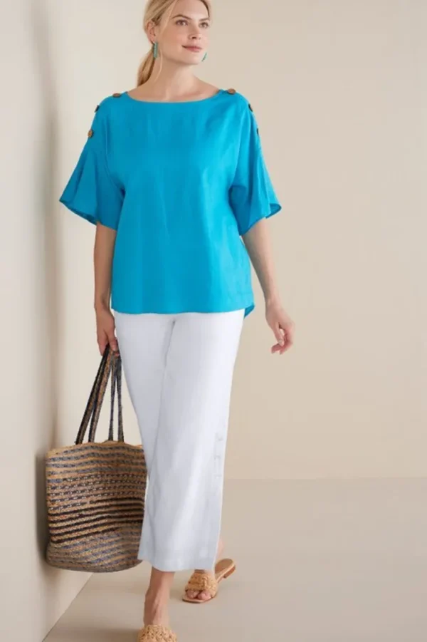 Soft Surroundings Andrea Linen Blend Pullover- Tops