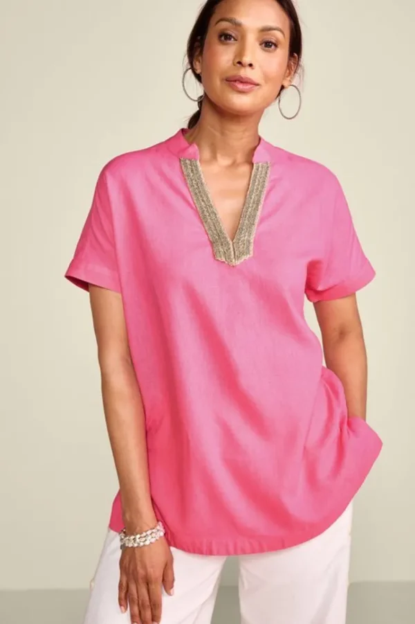 Soft Surroundings Annalise Linen Blend Tunic- Tops | Tunics & Leggings