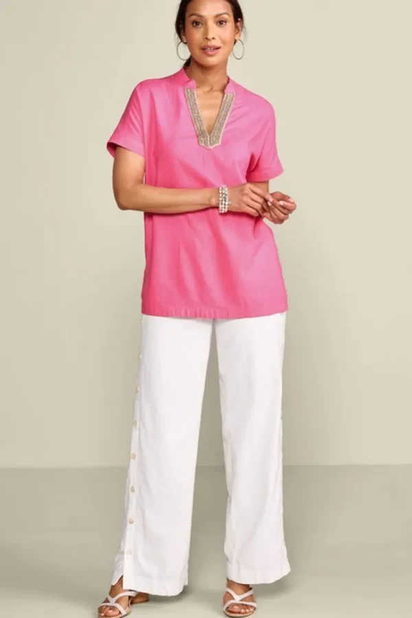 Soft Surroundings Annalise Linen Blend Tunic- Tops | Tunics & Leggings