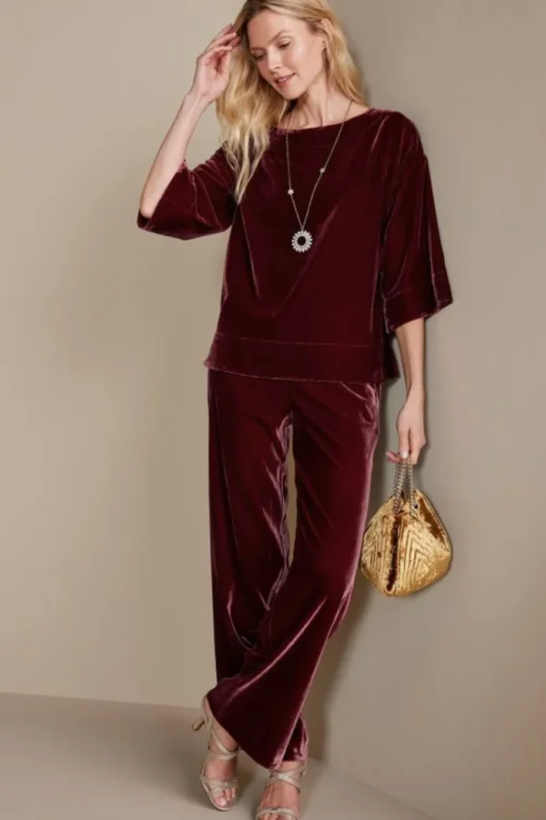 Soft Surroundings Aria Velvet Wide Leg Pants- Pants