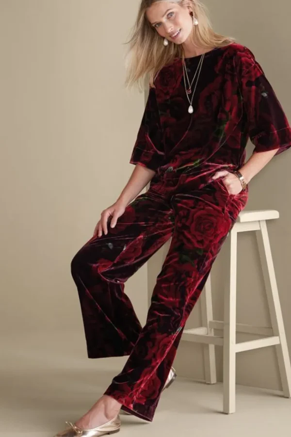 Soft Surroundings Aria Velvet Wide Leg Pants- Pants