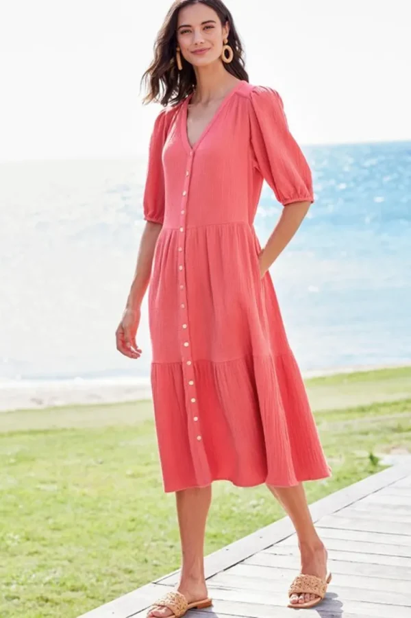 Soft Surroundings Arielle Gauze Midi Dress- Dresses