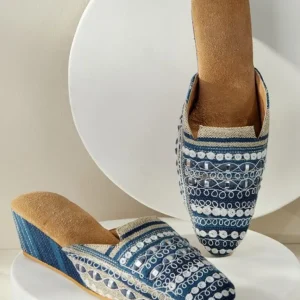 Soft Surroundings Arizona Stripe Wedge Slide- Shoes