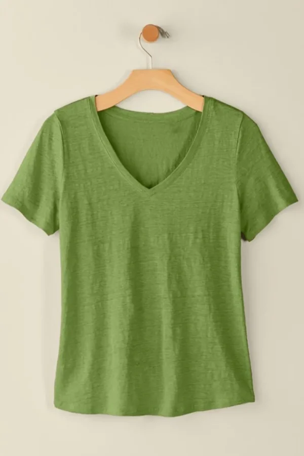 Soft Surroundings Aubrey Linen Slub Tee- Tops