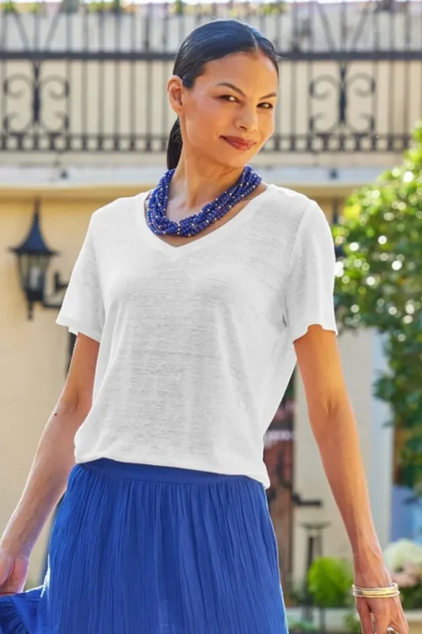 Soft Surroundings Aubrey Linen Slub Tee- Tops