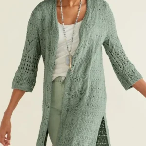 Soft Surroundings Calistoga Pointelle Cardigan- Tops | Sweaters & Cardigans