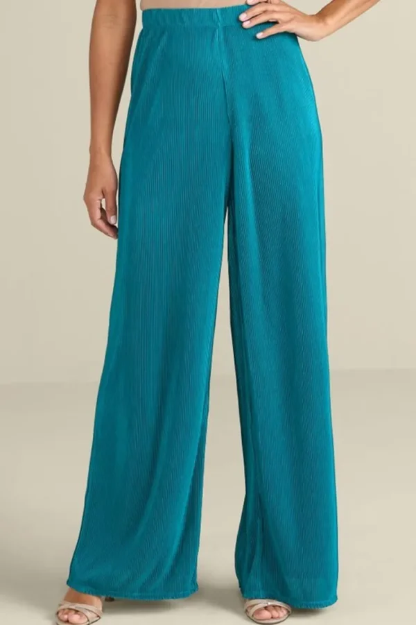 Soft Surroundings Cella Plisse Wide Leg Pants- Pants