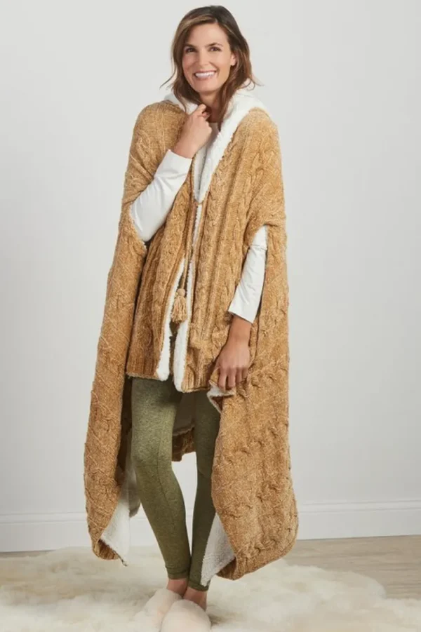 Soft Surroundings Chenille Sherpa Wearable Throw- Sleepwear & Lounge | Scarves & Wraps