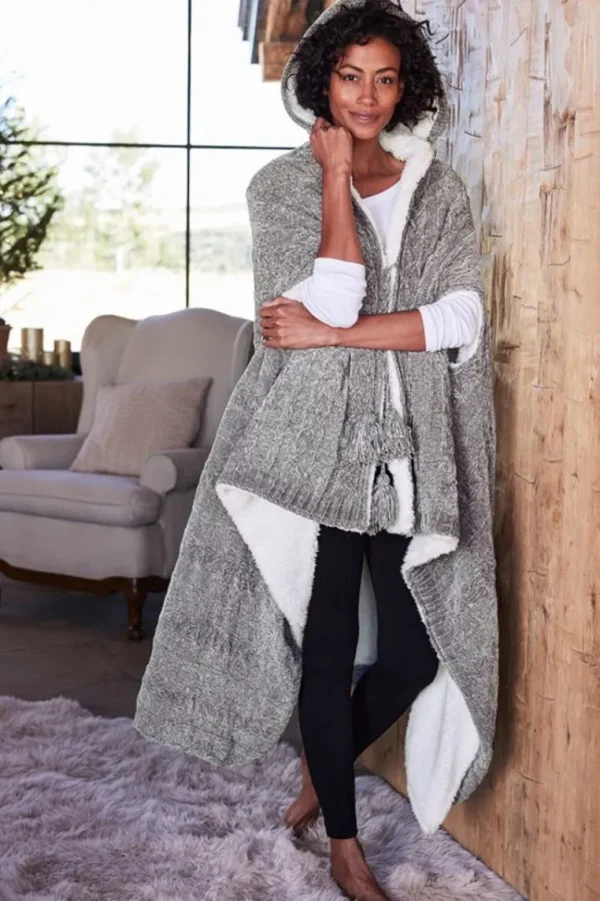 Soft Surroundings Chenille Sherpa Wearable Throw- Sleepwear & Lounge | Scarves & Wraps