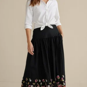 Soft Surroundings Cindi Embroidered Maxi Skirt- Skirts