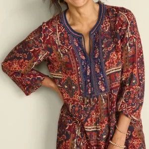 Soft Surroundings Cindra Embroidered Gauze Tunic- Tops