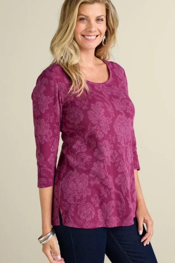 Soft Surroundings Clarette Jacquard 3/4 Sleeve Tunic- Tops