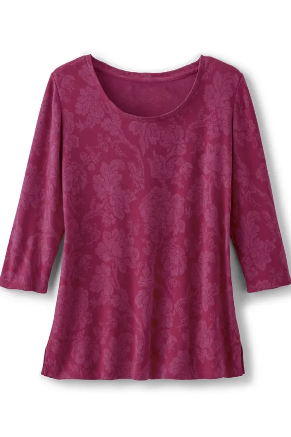 Soft Surroundings Clarette Jacquard 3/4 Sleeve Tunic- Tops