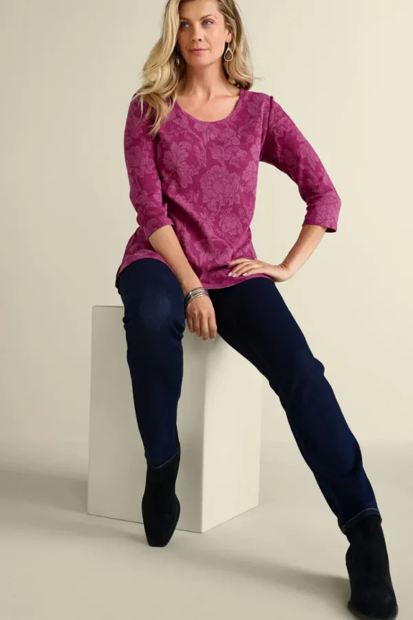 Soft Surroundings Clarette Jacquard 3/4 Sleeve Tunic- Tops