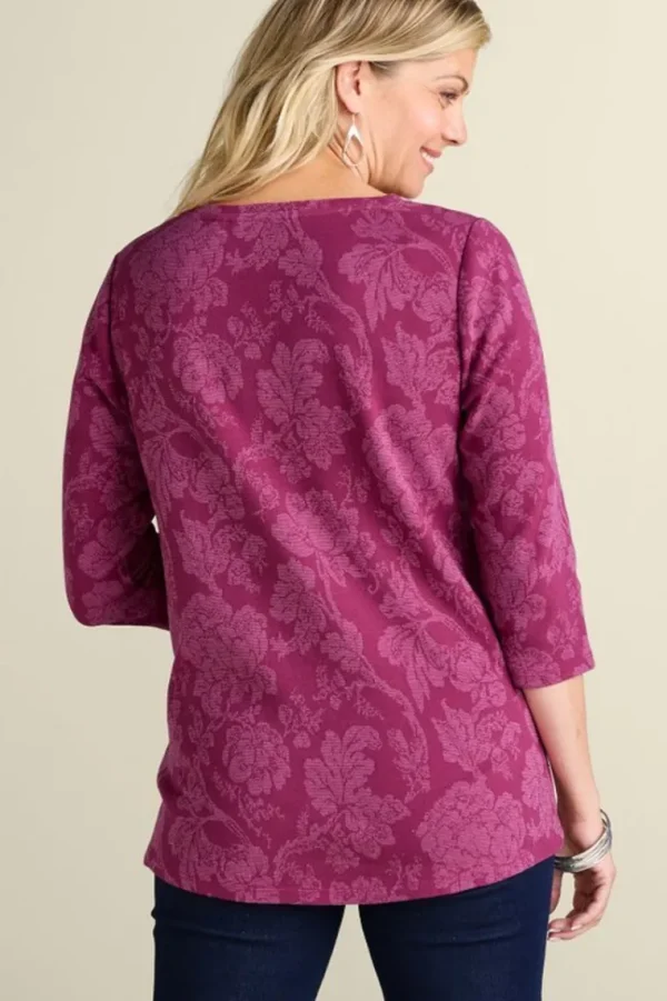 Soft Surroundings Clarette Jacquard 3/4 Sleeve Tunic- Tops