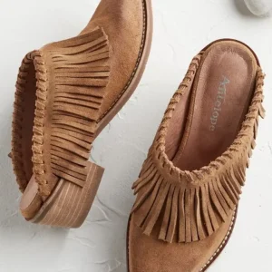 Soft Surroundings Dabney Fringe Suede Mules- Shoes