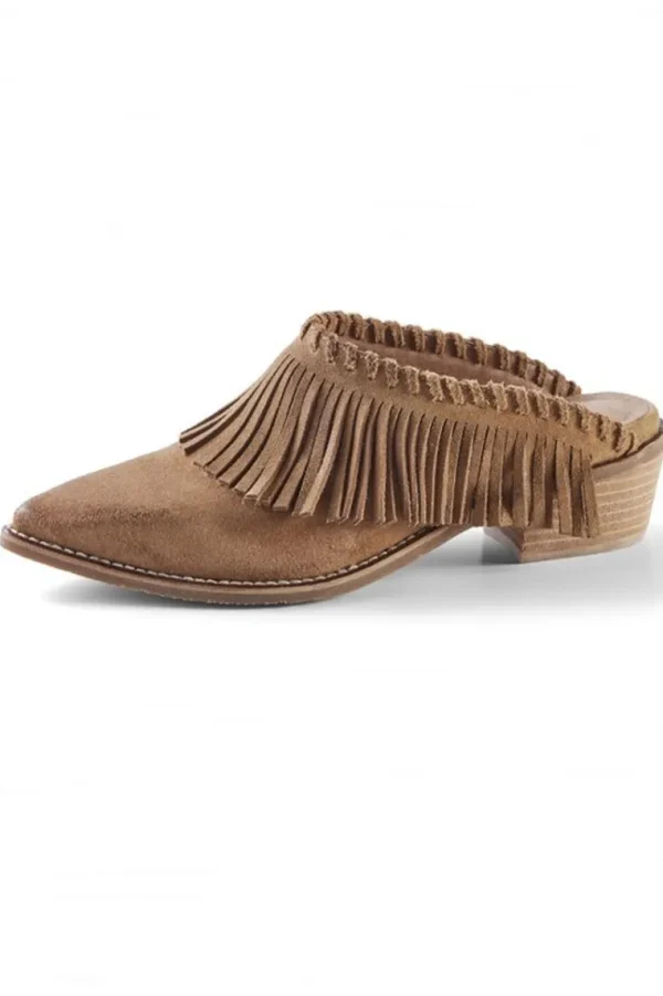 Soft Surroundings Dabney Fringe Suede Mules- Shoes