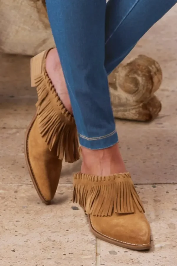 Soft Surroundings Dabney Fringe Suede Mules- Shoes