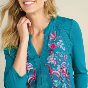 Soft Surroundings Delsie Embroidered Top- Tops