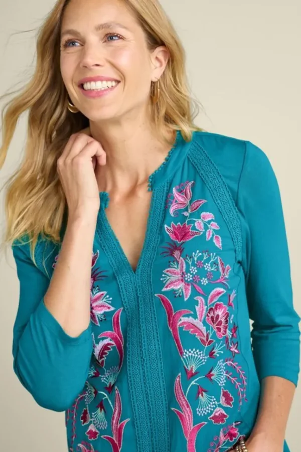 Soft Surroundings Delsie Embroidered Top- Tops