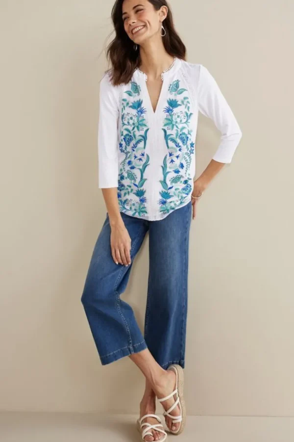 Soft Surroundings Delsie Embroidered Top- Tops