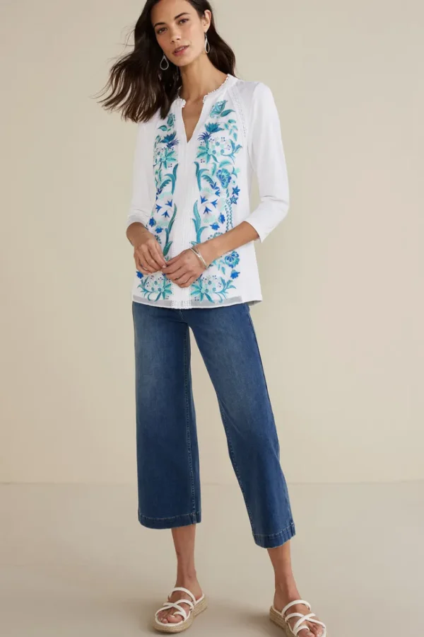 Soft Surroundings Delsie Embroidered Top- Tops