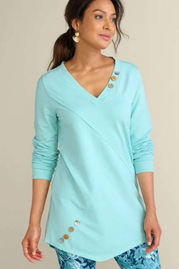 Soft Surroundings Dove French Terry Asymmetrical Tunic- Tops