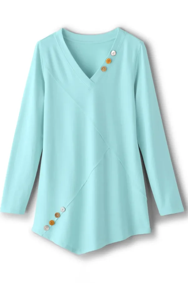 Soft Surroundings Dove French Terry Asymmetrical Tunic- Tops