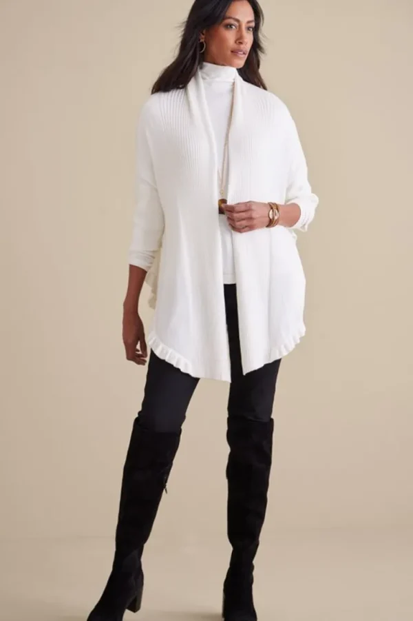 Soft Surroundings Draped Ruffle Cardigan- Tops | Toppers