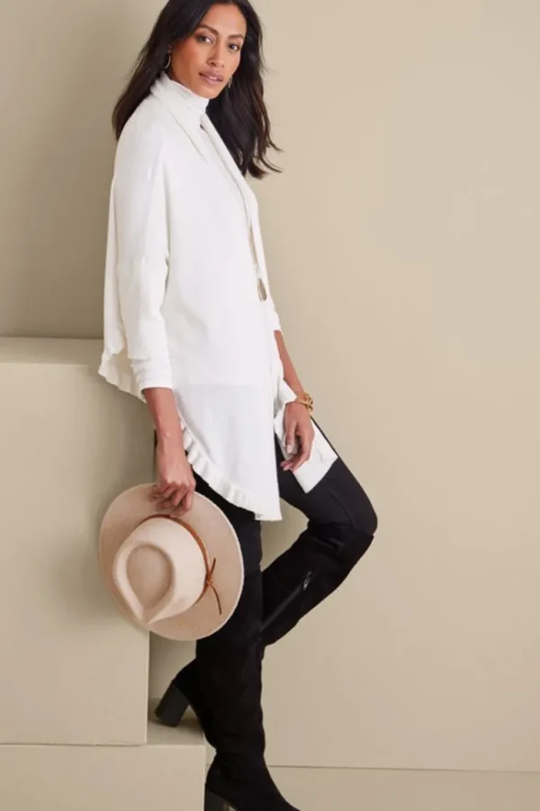 Soft Surroundings Draped Ruffle Cardigan- Tops | Toppers