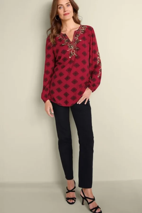 Soft Surroundings Eboni Embellished Tunic- Tops