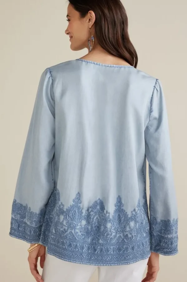 Soft Surroundings Emily Embroidered Tencel™ Top- Tops