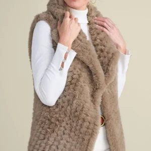 Soft Surroundings Faux Fur Draped Vest- Jackets & Coats