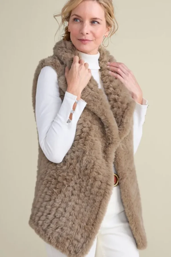 Soft Surroundings Faux Fur Draped Vest- Jackets & Coats