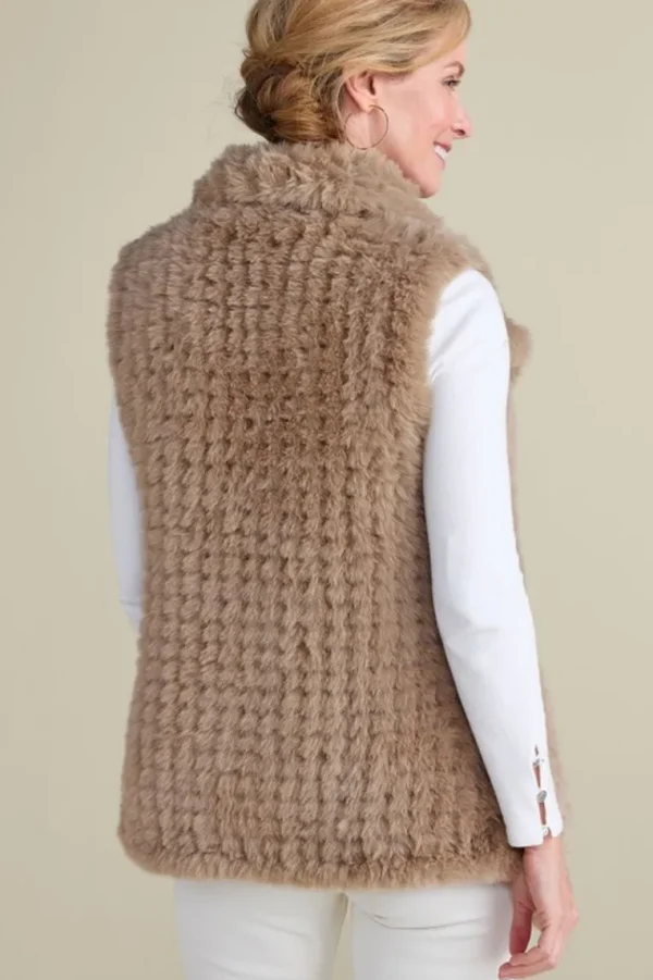 Soft Surroundings Faux Fur Draped Vest- Jackets & Coats