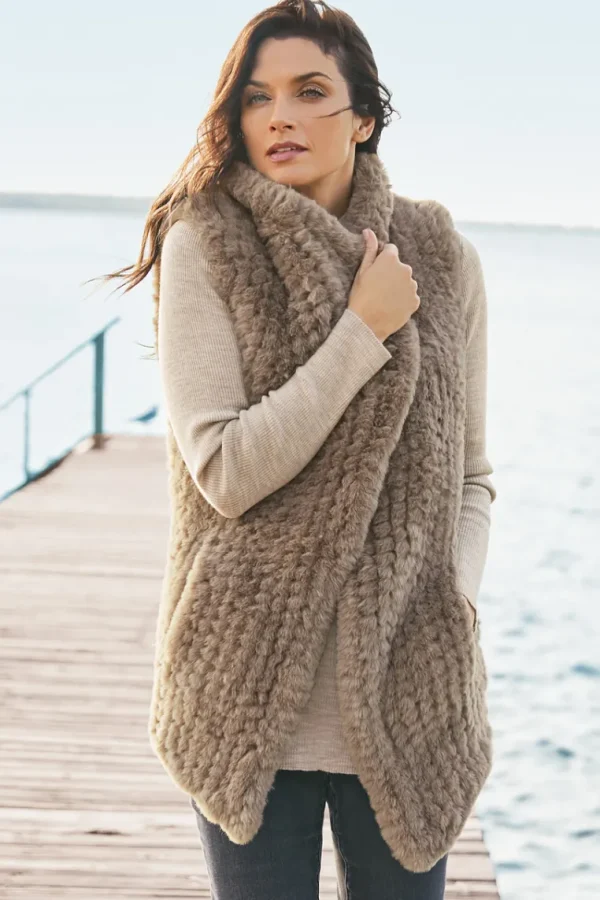 Soft Surroundings Faux Fur Draped Vest- Jackets & Coats