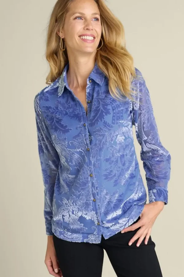 Soft Surroundings Floreat Velvet Shirt- Tops