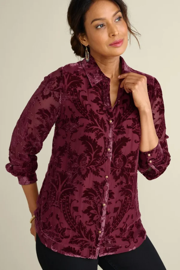 Soft Surroundings Floreat Velvet Shirt- Tops