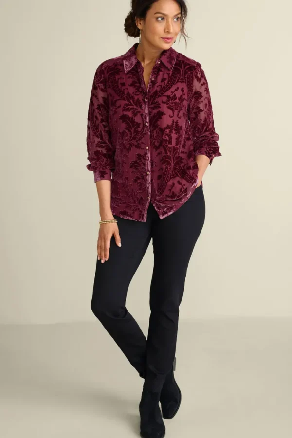 Soft Surroundings Floreat Velvet Shirt- Tops