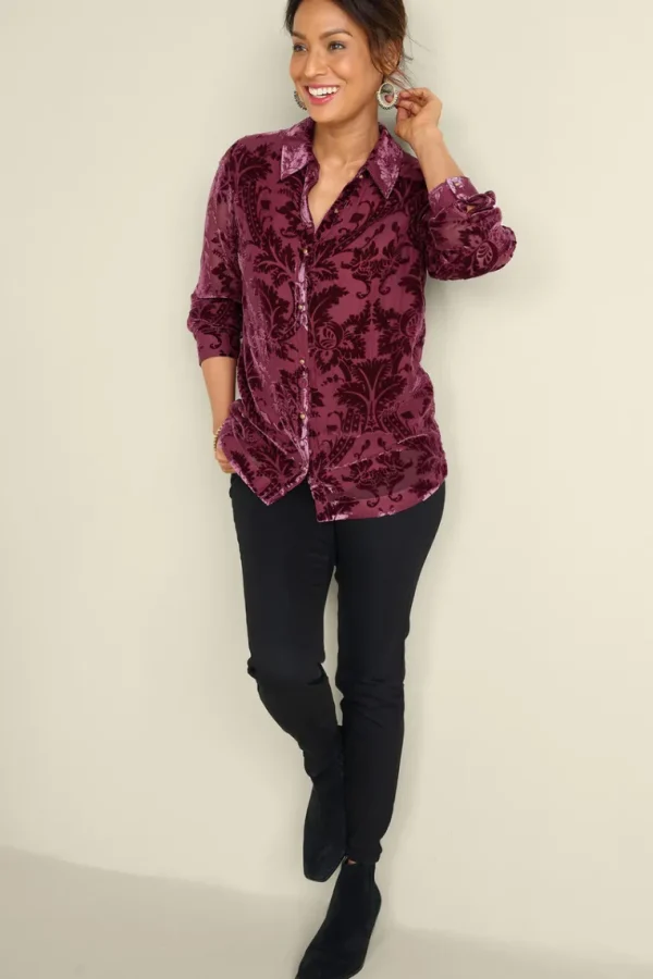 Soft Surroundings Floreat Velvet Shirt- Tops