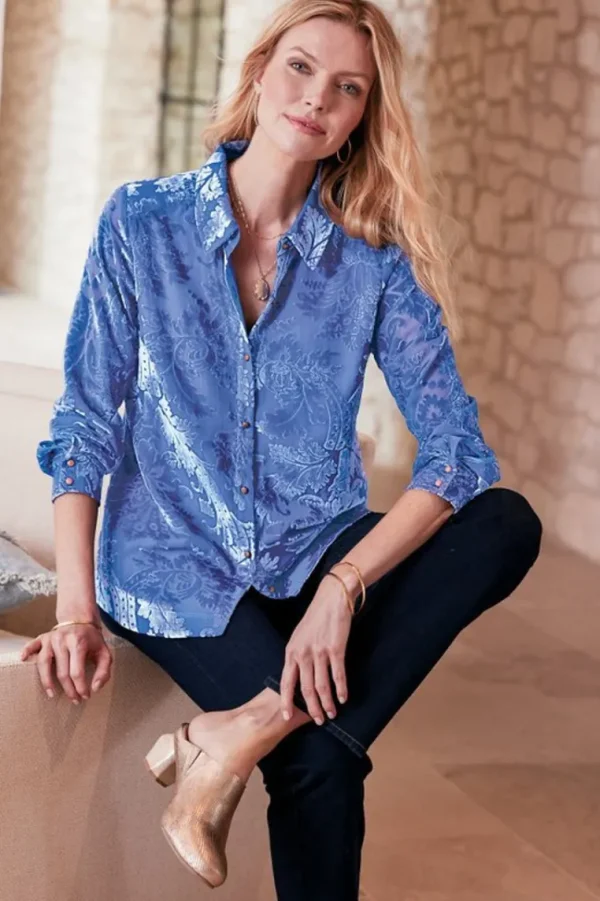 Soft Surroundings Floreat Velvet Shirt- Tops