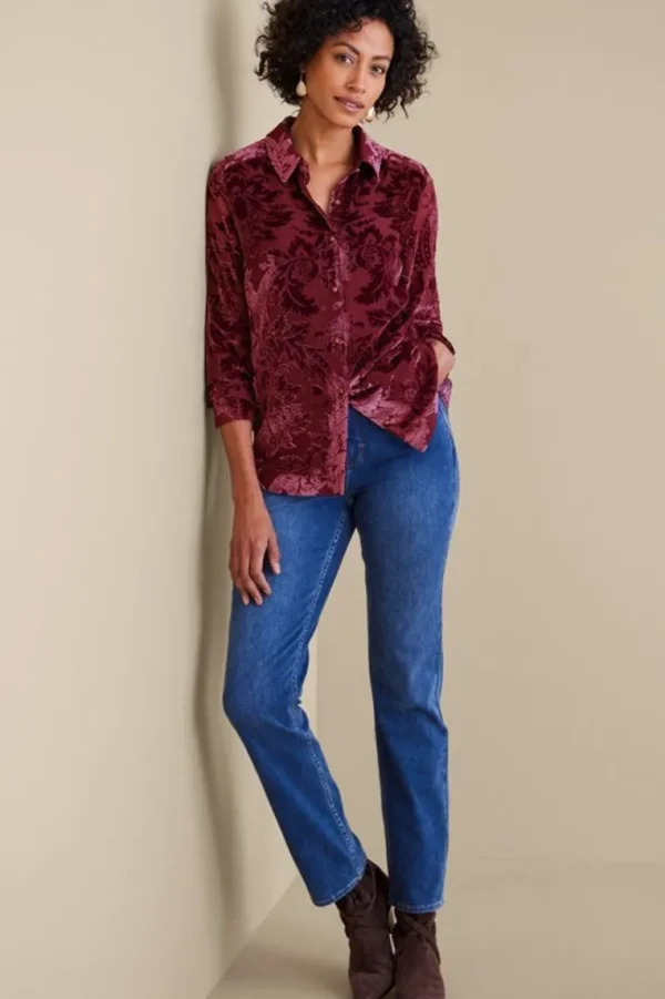 Soft Surroundings Floreat Velvet Shirt- Tops