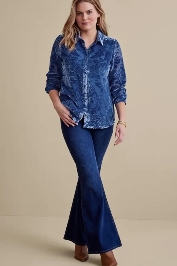 Soft Surroundings Floreat Velvet Shirt- Tops