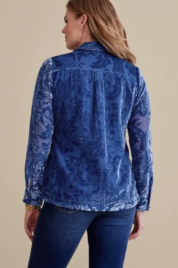 Soft Surroundings Floreat Velvet Shirt- Tops