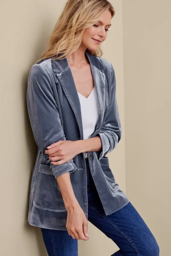 Soft Surroundings Holly Velvet Blazer- Toppers | Jackets & Coats